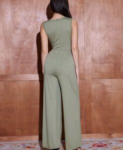 savana Elegant Olive Green V-Neck Maxi Dress