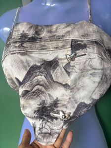 Unique Landscape Print Crop Top