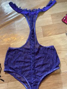 Lace Thong Panty with Ruffle Detail