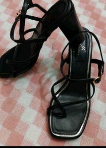 Elegant Black Heeled Sandals