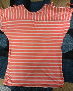 Striped Tie-Shoulder Top