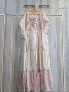 Boho Tiered Maxi Dress with Floral Embroidery