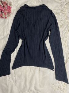 Black Ribbed Knit Cardigan