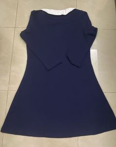 Navy Blue Dress with White Collar