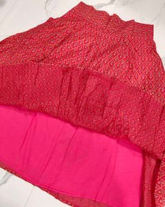 Vibrant Red Printed Ethnic Skirt