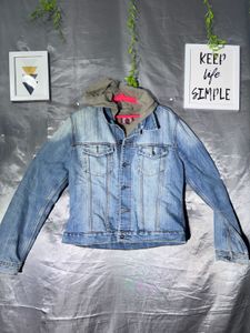 Blue Denim Jacket with Hoodie