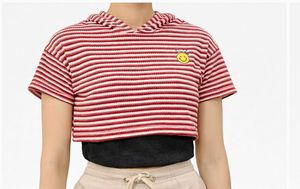 Cute Striped Smiley Crop Top