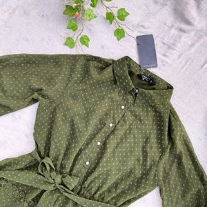 A- Line Dress With Bishop Sleeves