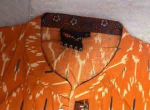 Orange Ikat Print Kurta
