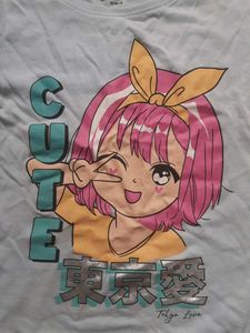 Cute Anime Graphic T-Shirt &amp; Leopard Print Legging