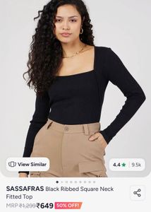 🚨sale🚨Black Ribbed Square Neck Top