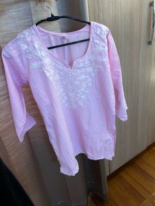 Embroidered Pink Kurta