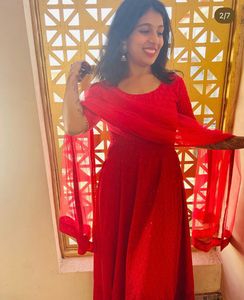 Elegant Red Anarkali Gown