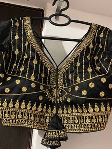 Elegant Black &amp; Gold Embroidered Blouse