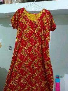 Red yellow Floral Print nighty