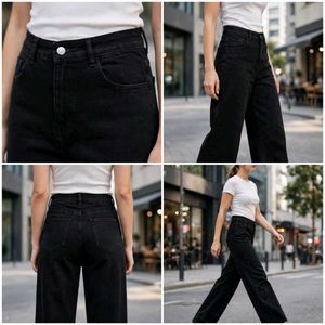 BLACK WIDE LEG JEANS