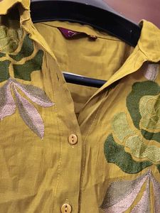 Yellow Embroidered Tunic Top with pant