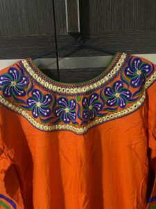 Orange Embroidered Kurta | Like New | Size 38
