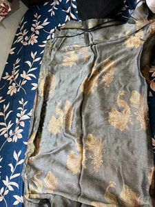Elegant Grey Saree with Black Blouse