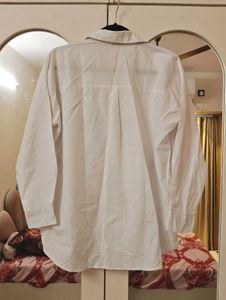White Evil Eye Embroidered Cotton Shirt