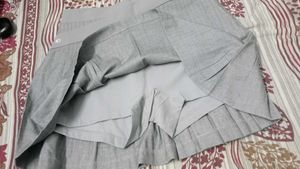 Gray Pleated Mini Skirt