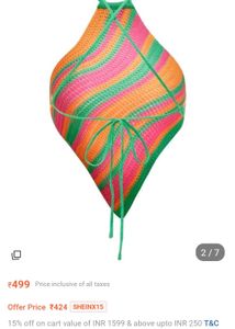 SHEIN MULTI COLORED Striped Crochet Halter Top