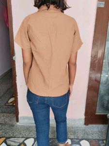 Casual Brown Short Sleeve Shirt