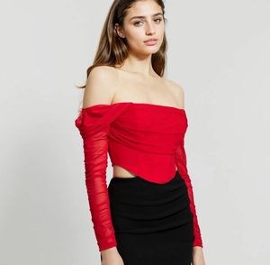 Chic Off-Shoulder Mesh corset Top