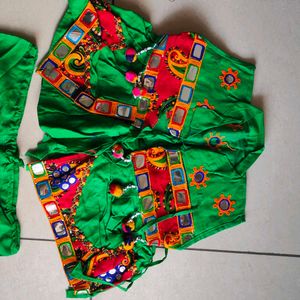 Green Ethnic Mirror Work boys Set