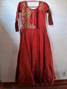 Red Embroidered Gown