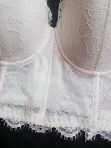 White Lace Trim Corset Bra