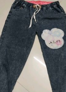 Cute Denim Jeans with Mickey Mouse Patch