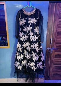 Elegant Embroidered Black Gown