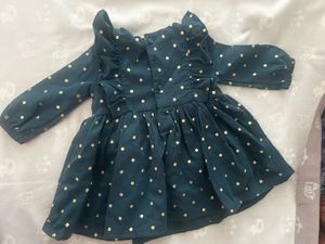 Girls Teal Polka Dot Dress