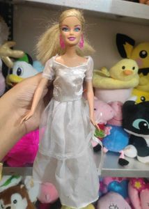 Barbie Doll in White Dress