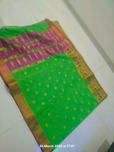 Green Saree with Yellow Motifs