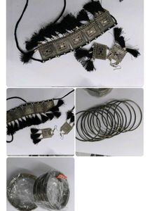 Boho Oxidised Silver Necklace &amp; Bangle Set