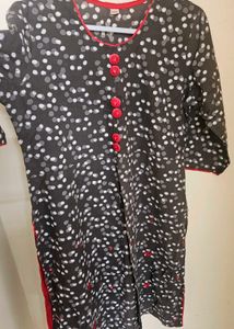 Polka Dot Kurti With Front Slit