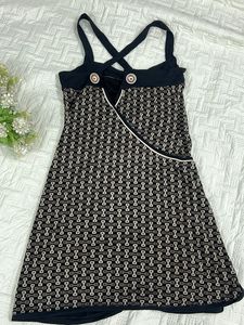 Chic Geometric Black and Olive Dress