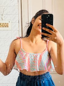 Padded Crochet Pattern  Boho Frilled  Crop Top Bus
