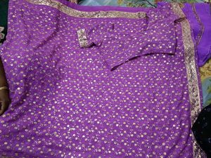 Purple Saree with Gold Embellishments