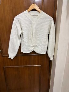 Twist-Front Knit Sweater