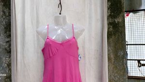 1168. Pink Lace Trim Camisole Slip Dress