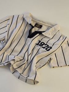 Striped Crop Rugby Shirt with "1970"