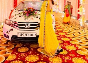 Yellow ready to wear saree