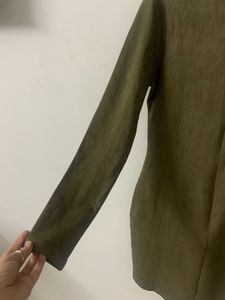 Long Sleeve Casual Olive Green Dress
