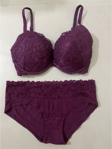 burgundy Lace Bra and Panty Set