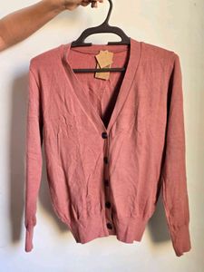 Pink Button-Up Cardigan