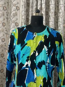 Colorful Abstract Print Cardigan