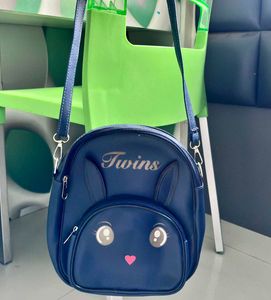 Cute Bunny Face Navy Blue Crossbody Bag